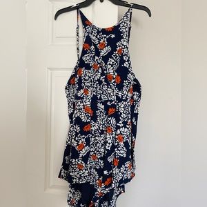 Blue floral sleeveless romper